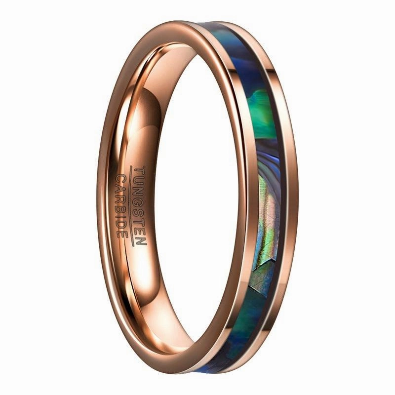 Men's And Women's Fashion Rose Gold Plated Inlaid Abalone Shell Ring
