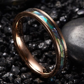 Men's And Women's Fashion Rose Gold Plated Inlaid Abalone Shell Ring 