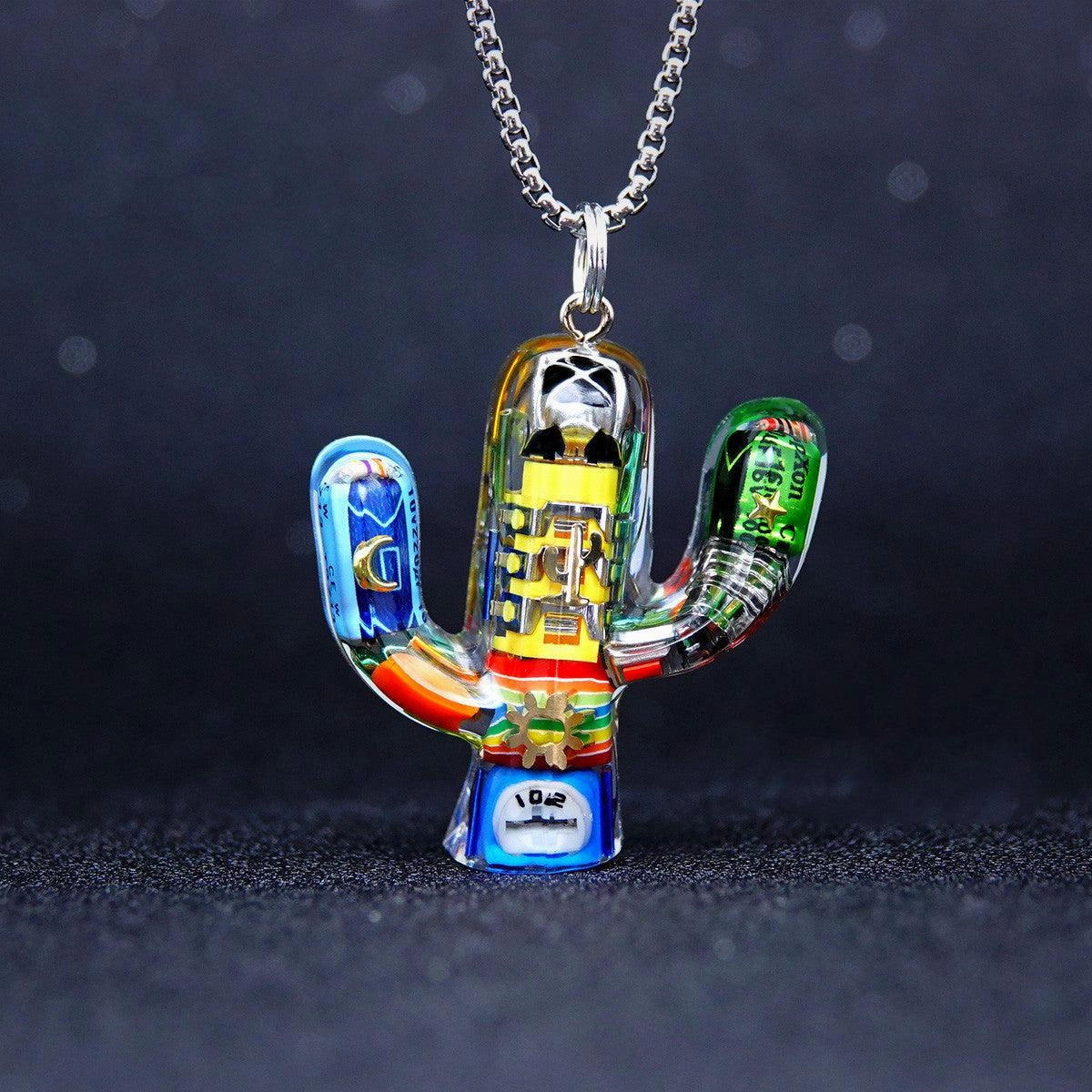 Men's And Women's Fashionable And Simple Cactus-shaped Pendant Necklace