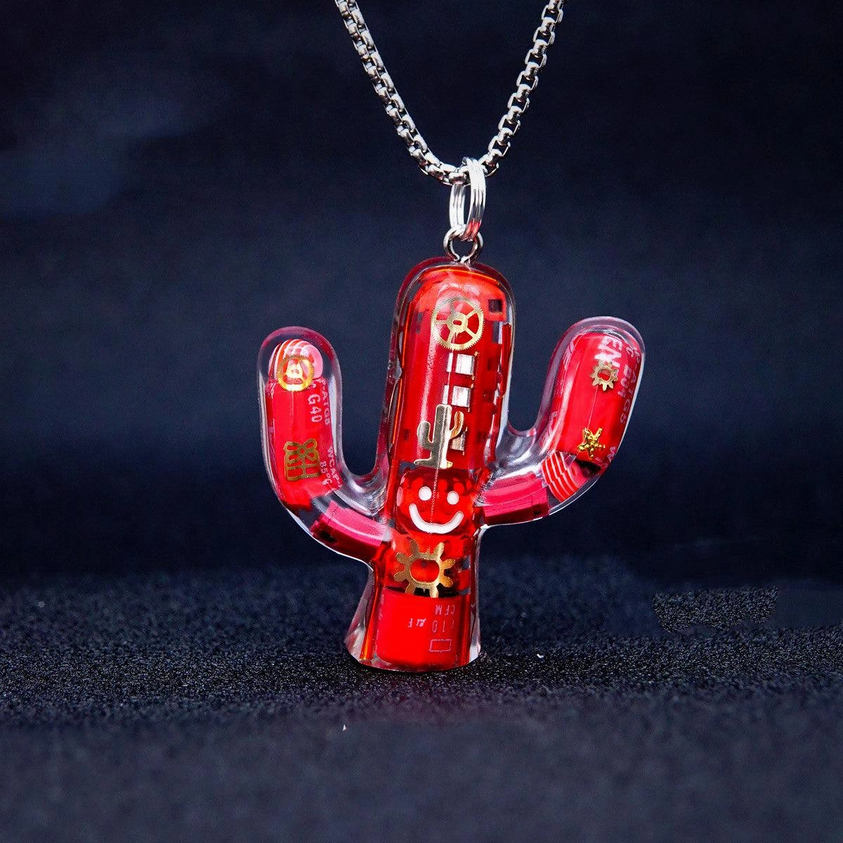 Men's And Women's Fashionable And Simple Cactus-shaped Pendant Necklace