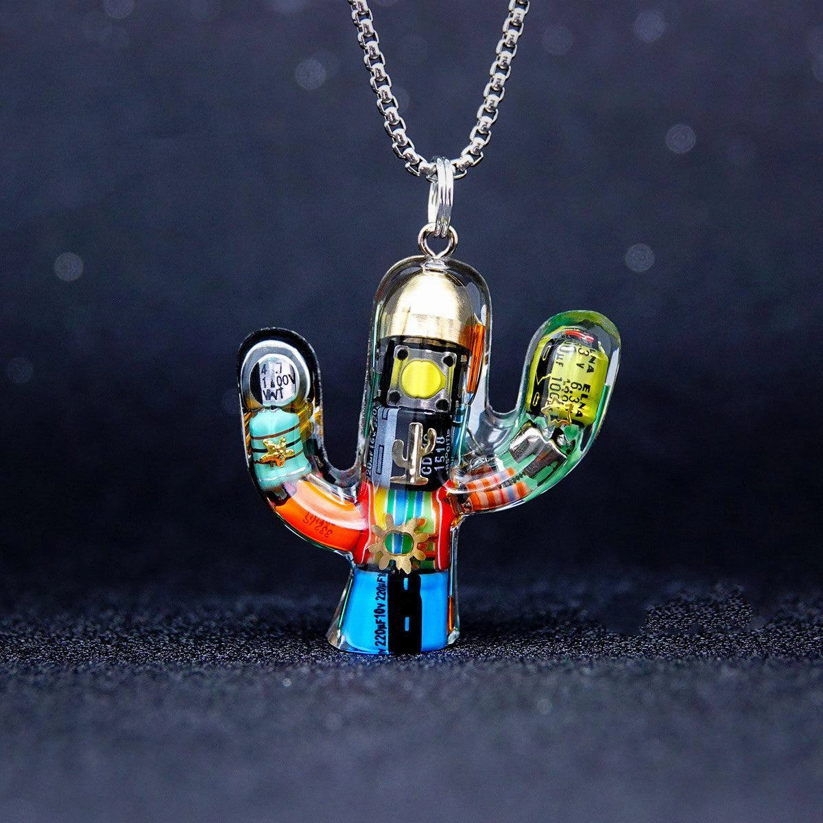 Men's And Women's Fashionable And Simple Cactus-shaped Pendant Necklace
