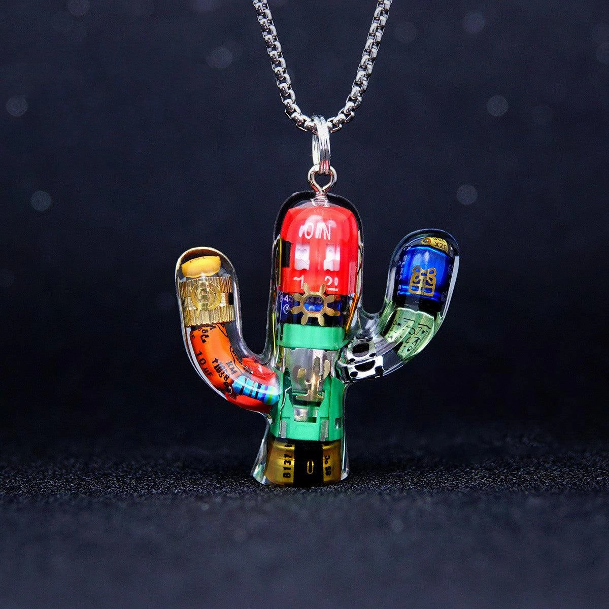Men's And Women's Fashionable And Simple Cactus-shaped Pendant Necklace