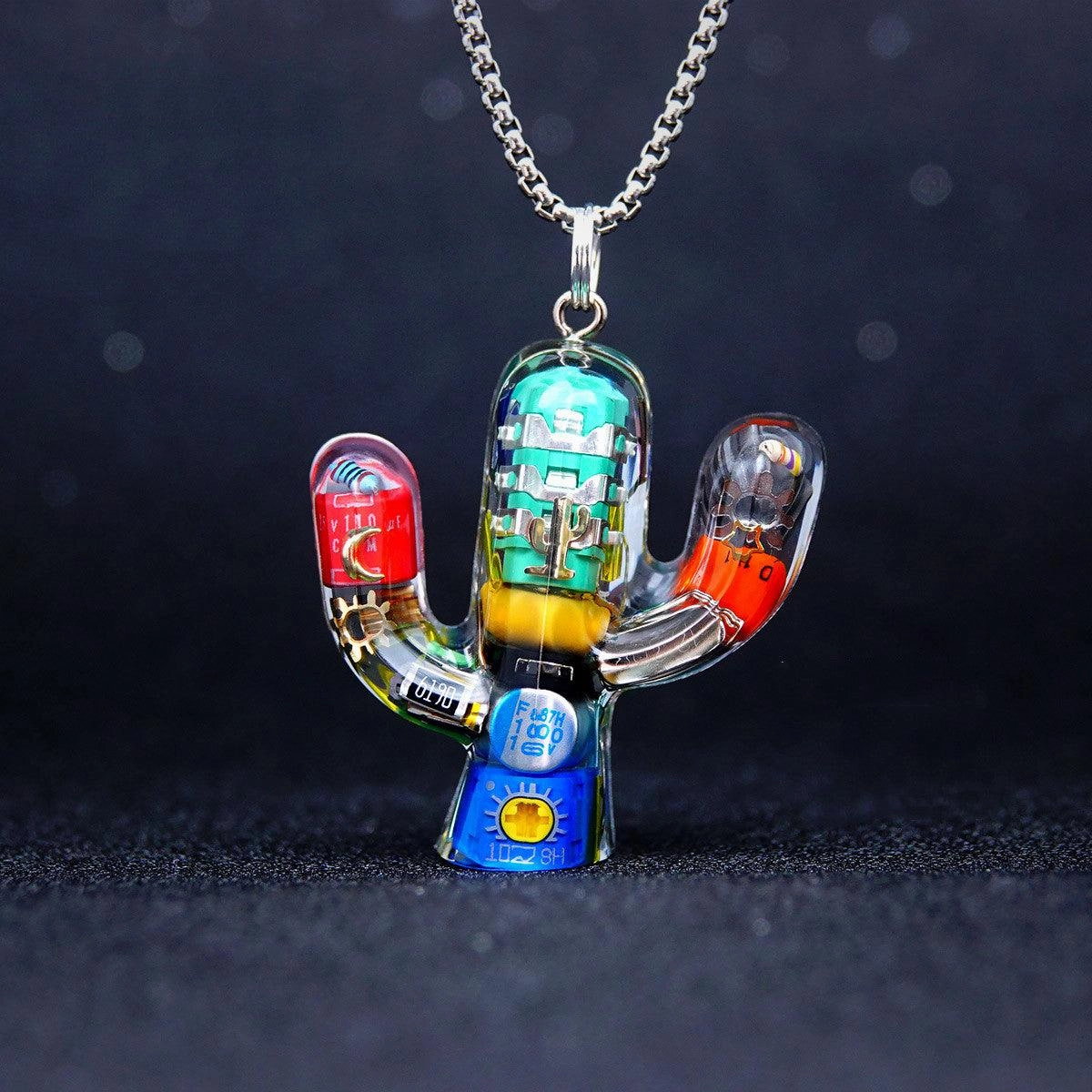 Men's And Women's Fashionable And Simple Cactus-shaped Pendant Necklace