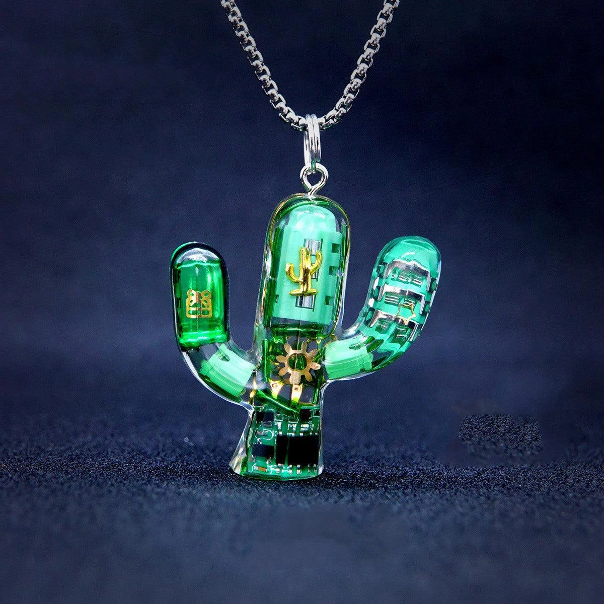 Men's And Women's Fashionable And Simple Cactus-shaped Pendant Necklace