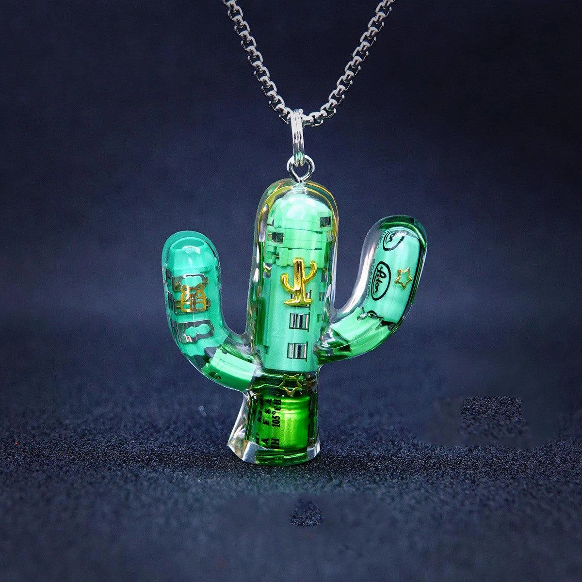 Men's And Women's Fashionable And Simple Cactus-shaped Pendant Necklace