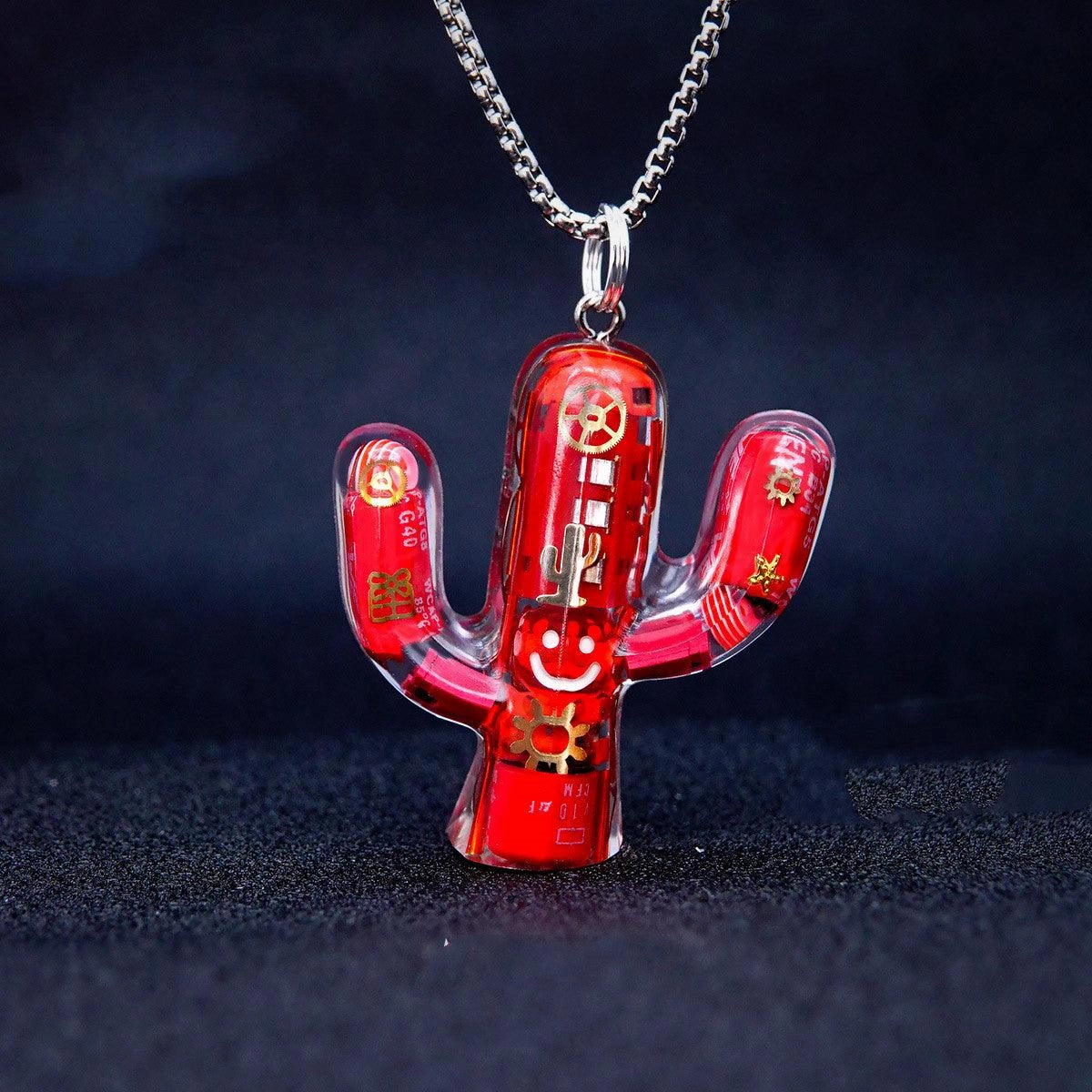 Men's And Women's Fashionable And Simple Cactus-shaped Pendant Necklace