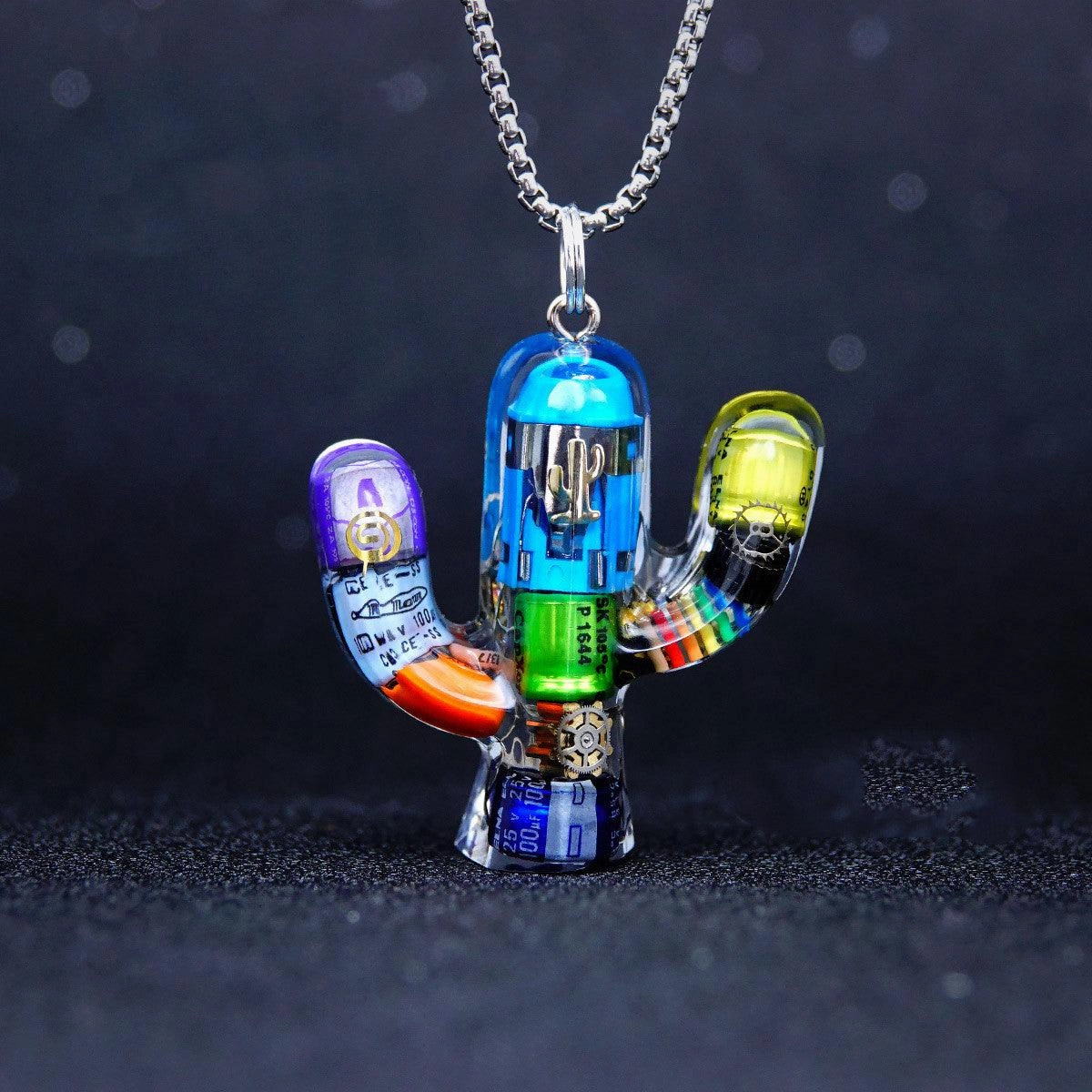 Men's And Women's Fashionable And Simple Cactus-shaped Pendant Necklace