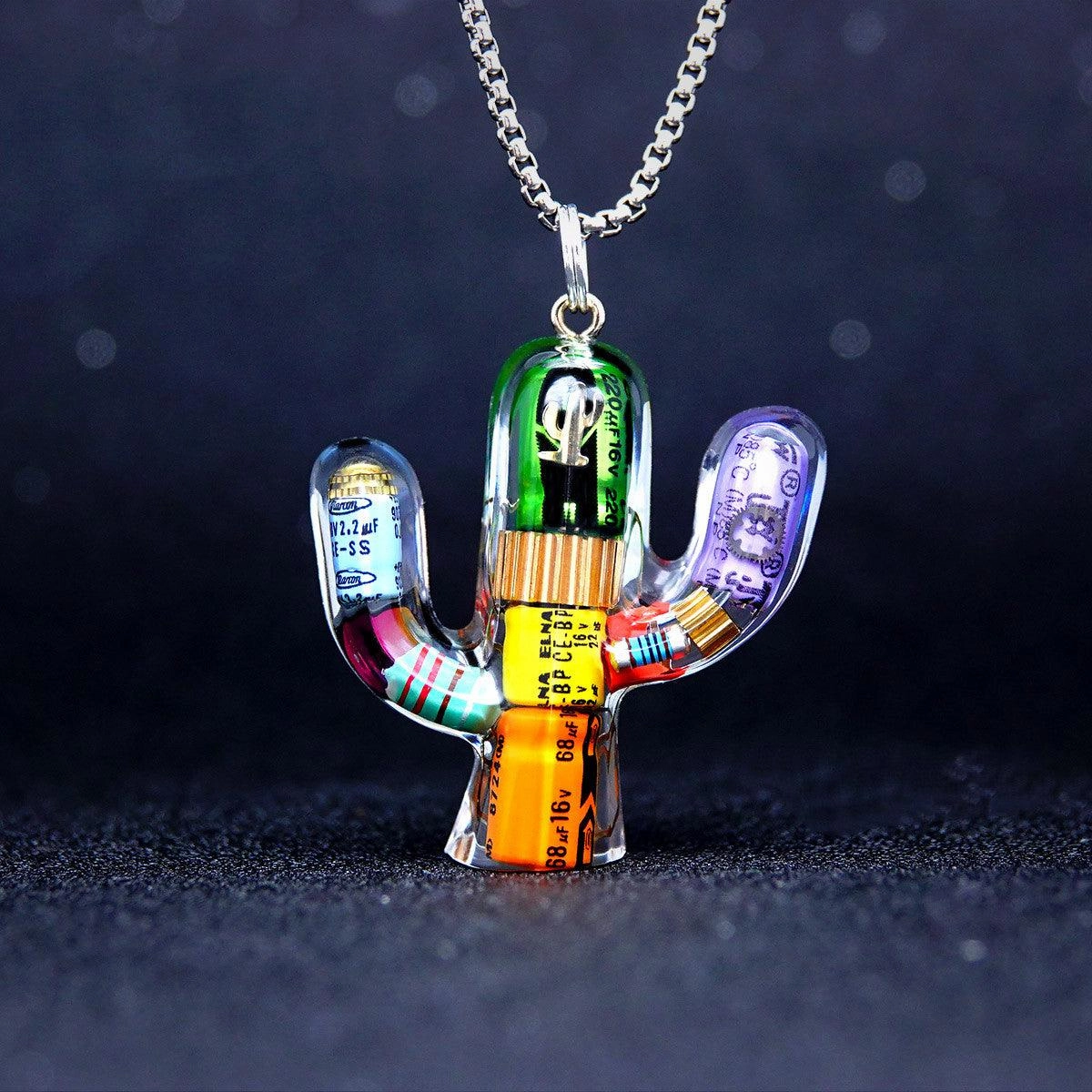 Men's And Women's Fashionable And Simple Cactus-shaped Pendant Necklace