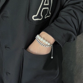 Men's And Women's Pearl Cuba Double Bracelet 