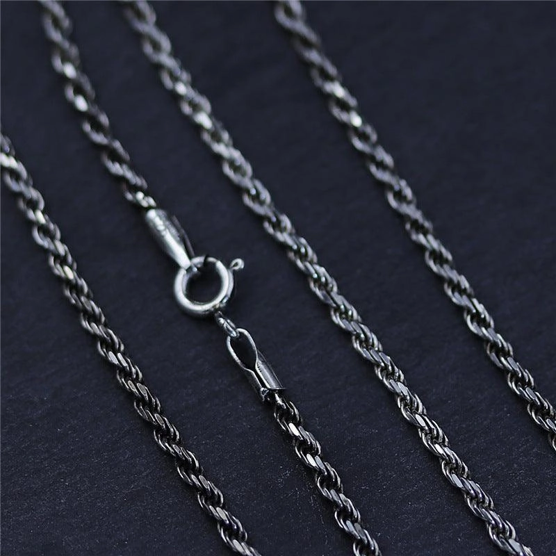 Men's And Women's Versatile Long S925 Sterling Silver Fried Dough Twist Necklace