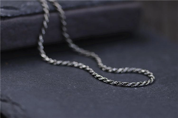 Men's And Women's Versatile Long S925 Sterling Silver Fried Dough Twist Necklace