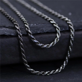Men's And Women's Versatile Long S925 Sterling Silver Fried Dough Twist Necklace 