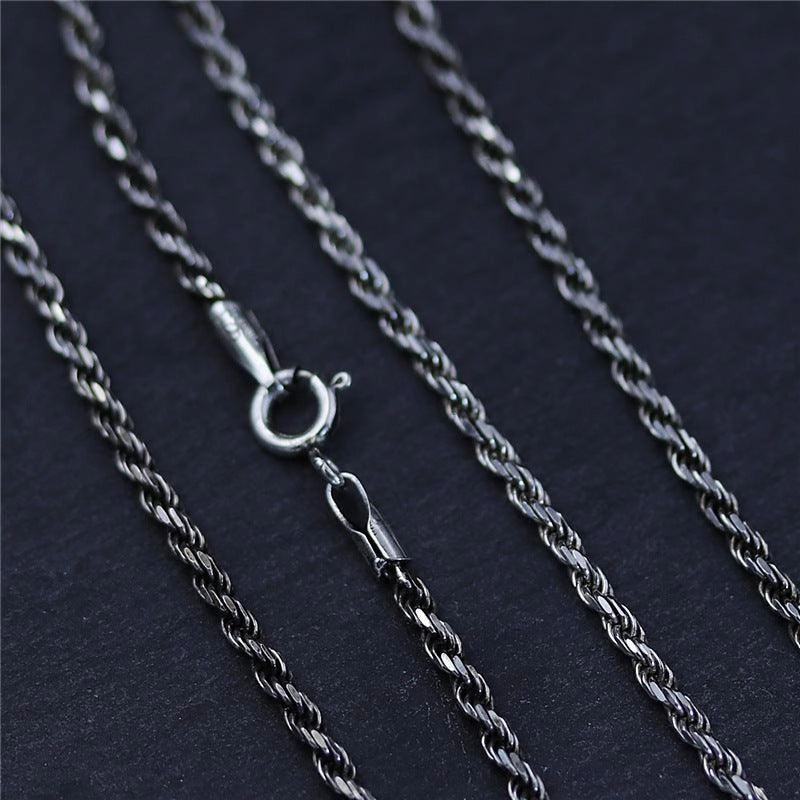 Men's And Women's Versatile Long S925 Sterling Silver Fried Dough Twist Necklace