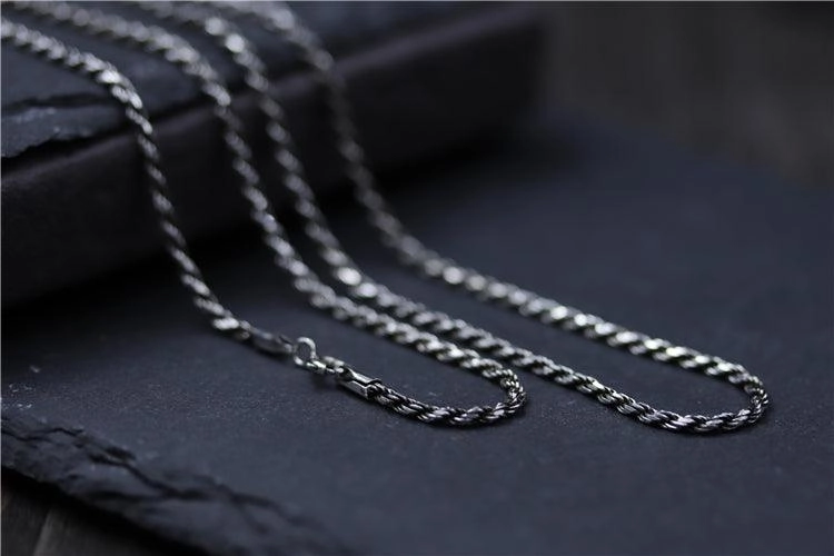 Men's And Women's Versatile Long S925 Sterling Silver Fried Dough Twist Necklace