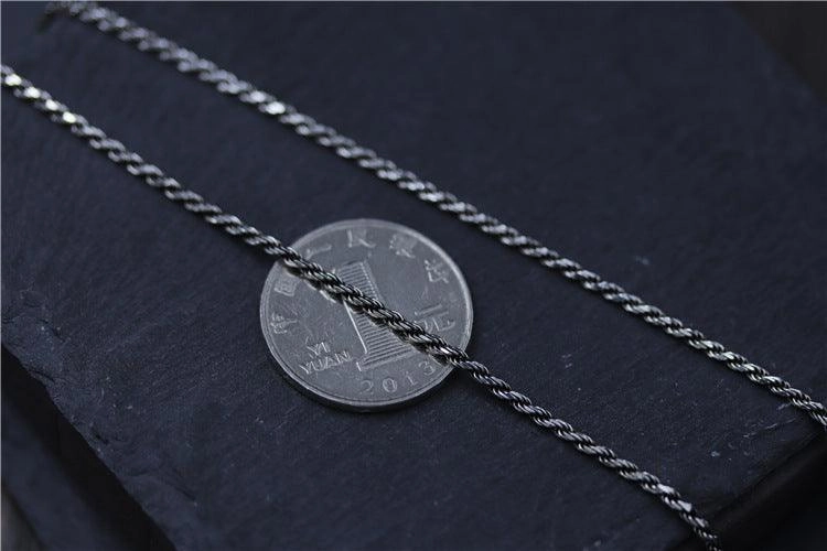 Men's And Women's Versatile Long S925 Sterling Silver Fried Dough Twist Necklace