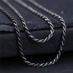 Men's And Women's Versatile Long S925 Sterling Silver Fried Dough Twist Necklace 