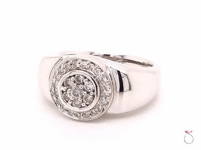 Men's Diamond Halo Ring in 14k  White Gold