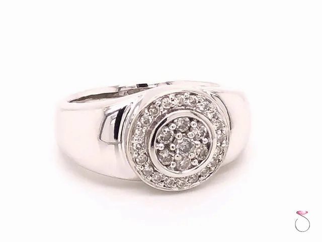 Men's Diamond Halo Ring in 14k  White Gold