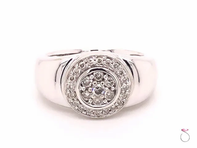 Men's Diamond Halo Ring in 14k  White Gold