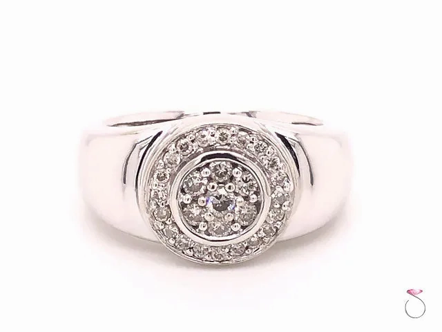 Men's Diamond Halo Ring in 14k  White Gold
