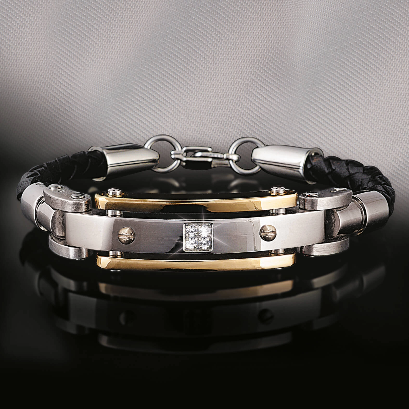 Men's Diamond Leather Bracelet