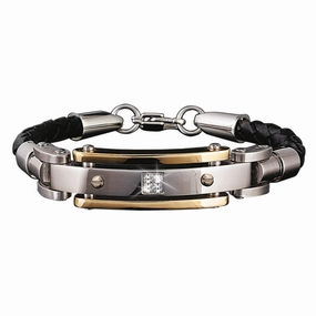 Men's Diamond Leather Bracelet 