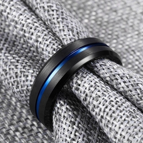 Men's Fashion Simple Flat Black Tungsten Steel Ring 