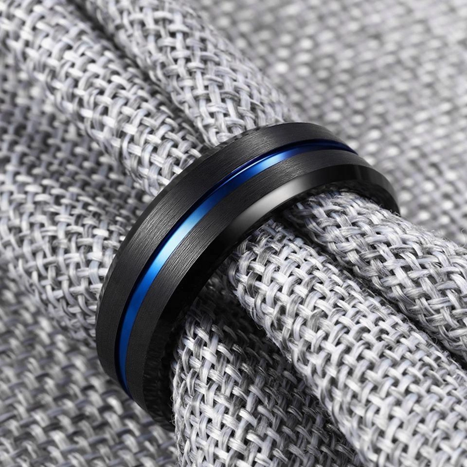 Men's Fashion Simple Flat Black Tungsten Steel Ring 