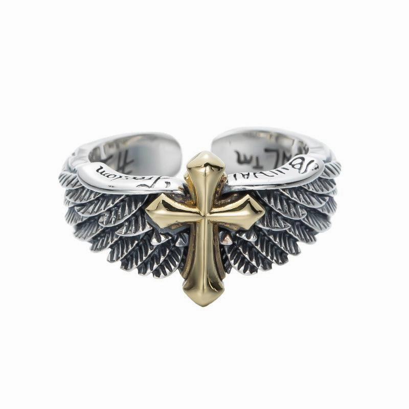 Men's Fashion Vintage Cross Wings Ring