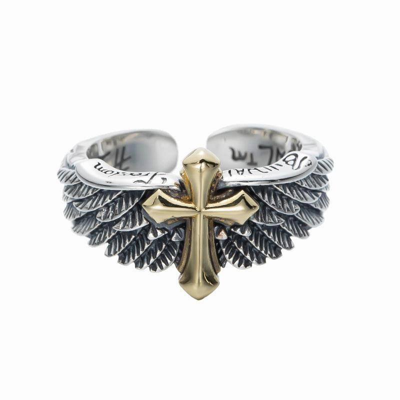 Men's Fashion Vintage Cross Wings Ring