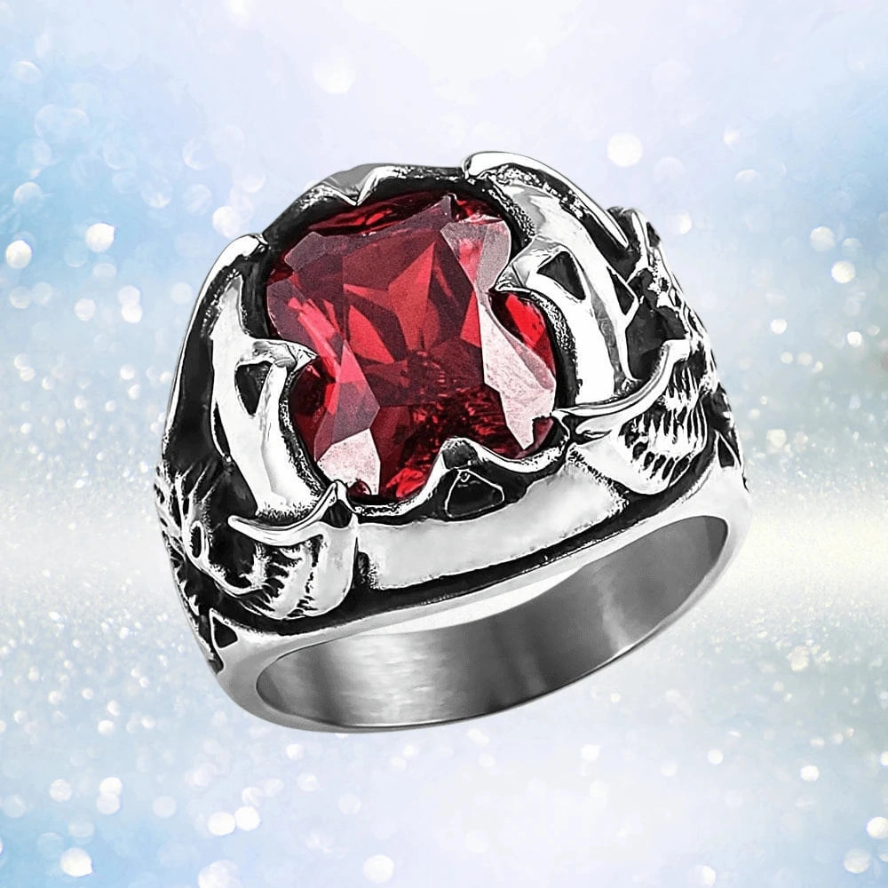 Men's Red Eagle Stone Ring
