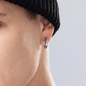 Men's Sterling Silver Luminous Earrings 