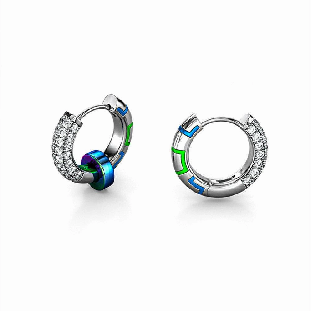 Men's Sterling Silver Luminous Earrings