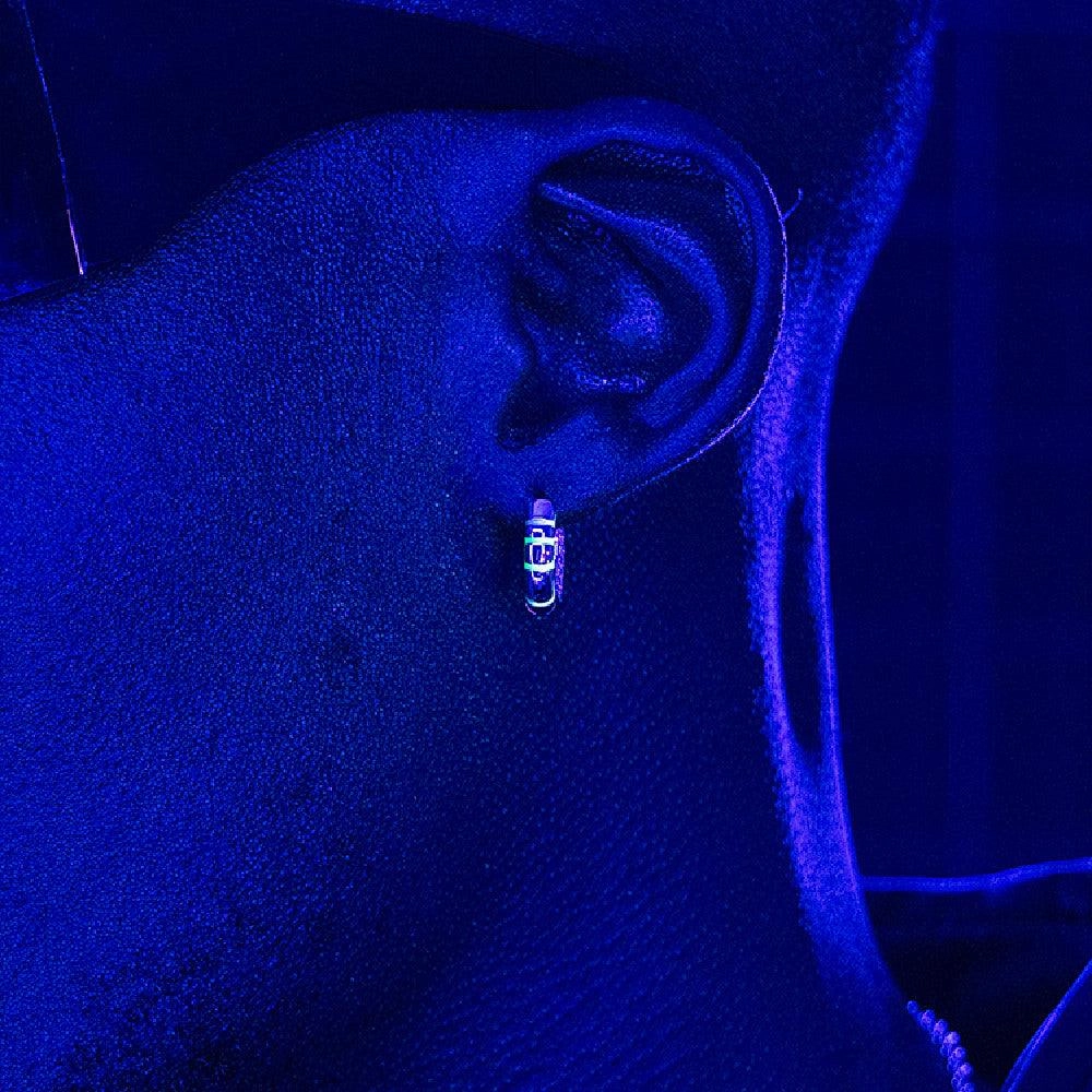 Men's Sterling Silver Luminous Earrings