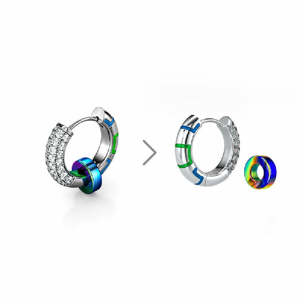 Men's Sterling Silver Luminous Earrings