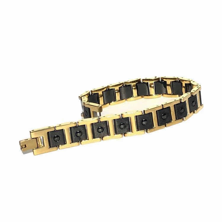 Men's Titanium Steel Magnet Bracelet Splendid Trendy Hexagonal Magnet Inlaid Four-in-one Element Energy Bracelet