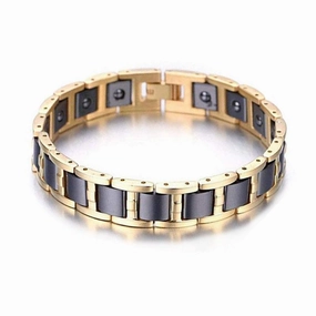 Men's Titanium Steel Magnet Bracelet Splendid Trendy Hexagonal Magnet Inlaid Four-in-one Element Energy Bracelet 