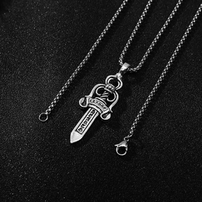 Men's Vintage Cross Sword Punk Pendant Necklace 