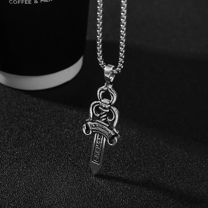 Men's Vintage Cross Sword Punk Pendant Necklace