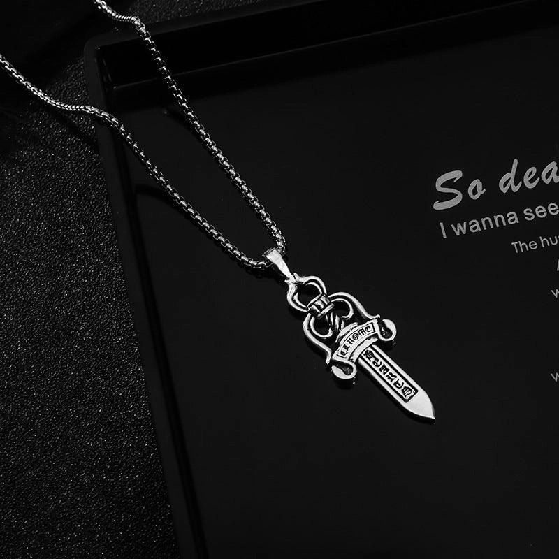 Men's Vintage Cross Sword Punk Pendant Necklace