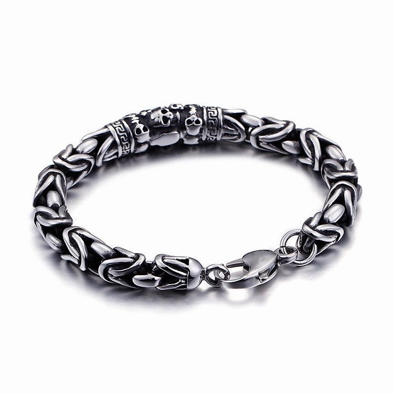 Mens Cool Gothic Style Skeleton Punk Metal Braided Chain Bracelet