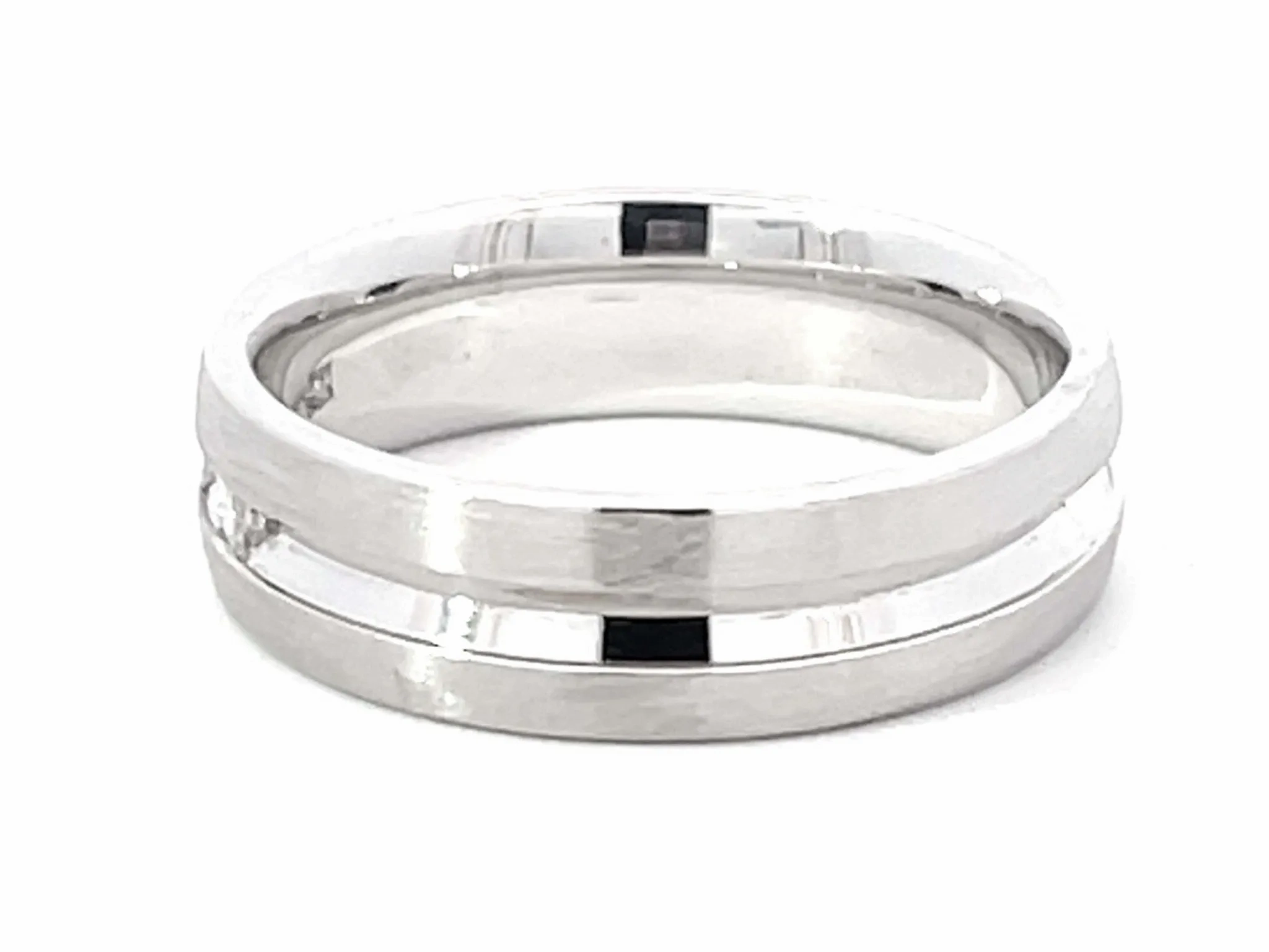 Mens Diamond Wedding Band Ring 18k White Gold