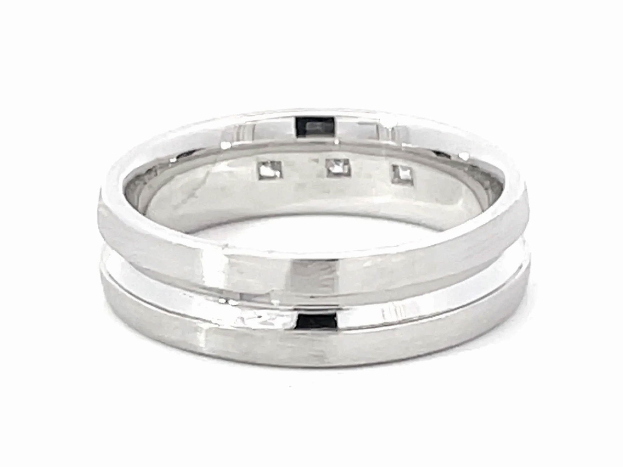 Mens Diamond Wedding Band Ring 18k White Gold