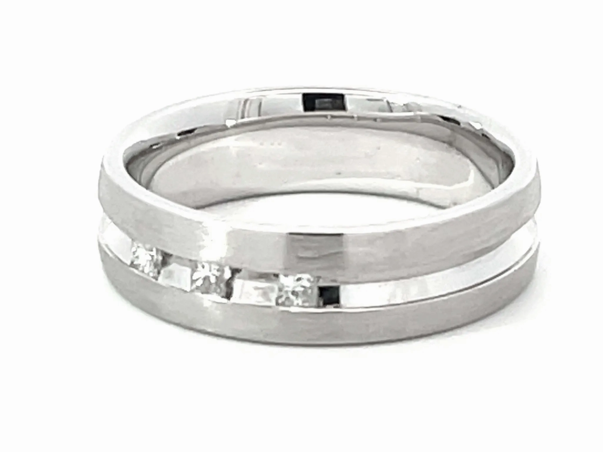 Mens Diamond Wedding Band Ring 18k White Gold