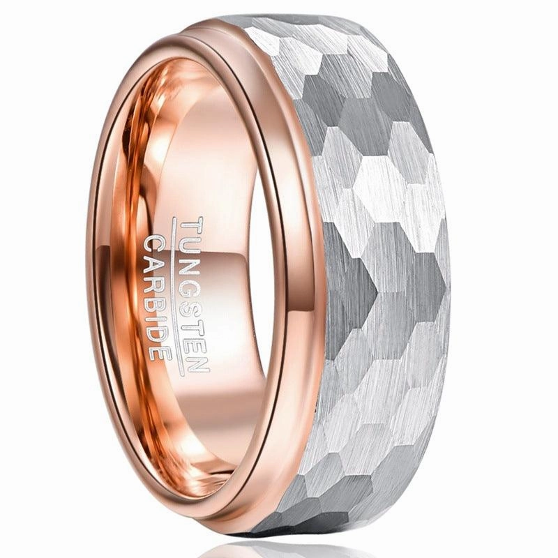 Mens Fashion Rose Gold Plated Tungsten Steel Ring