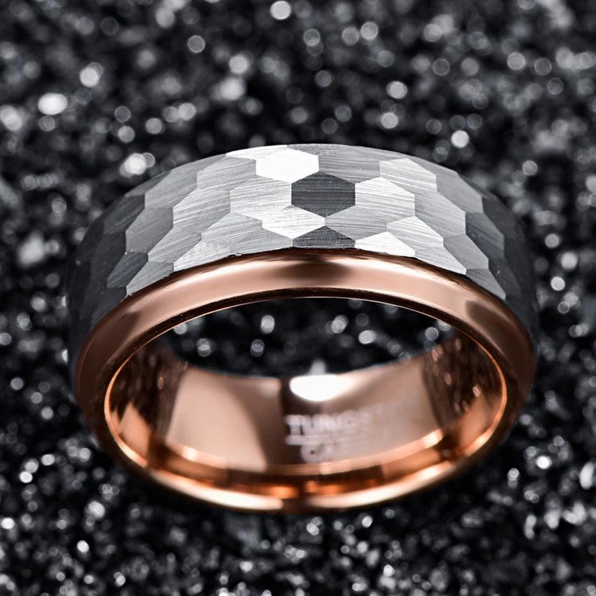 Mens Fashion Rose Gold Plated Tungsten Steel Ring