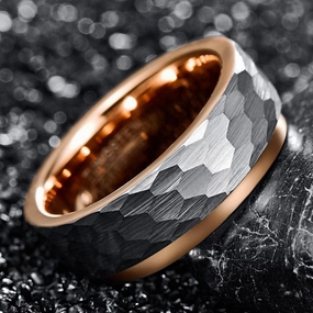Mens Fashion Rose Gold Plated Tungsten Steel Ring 