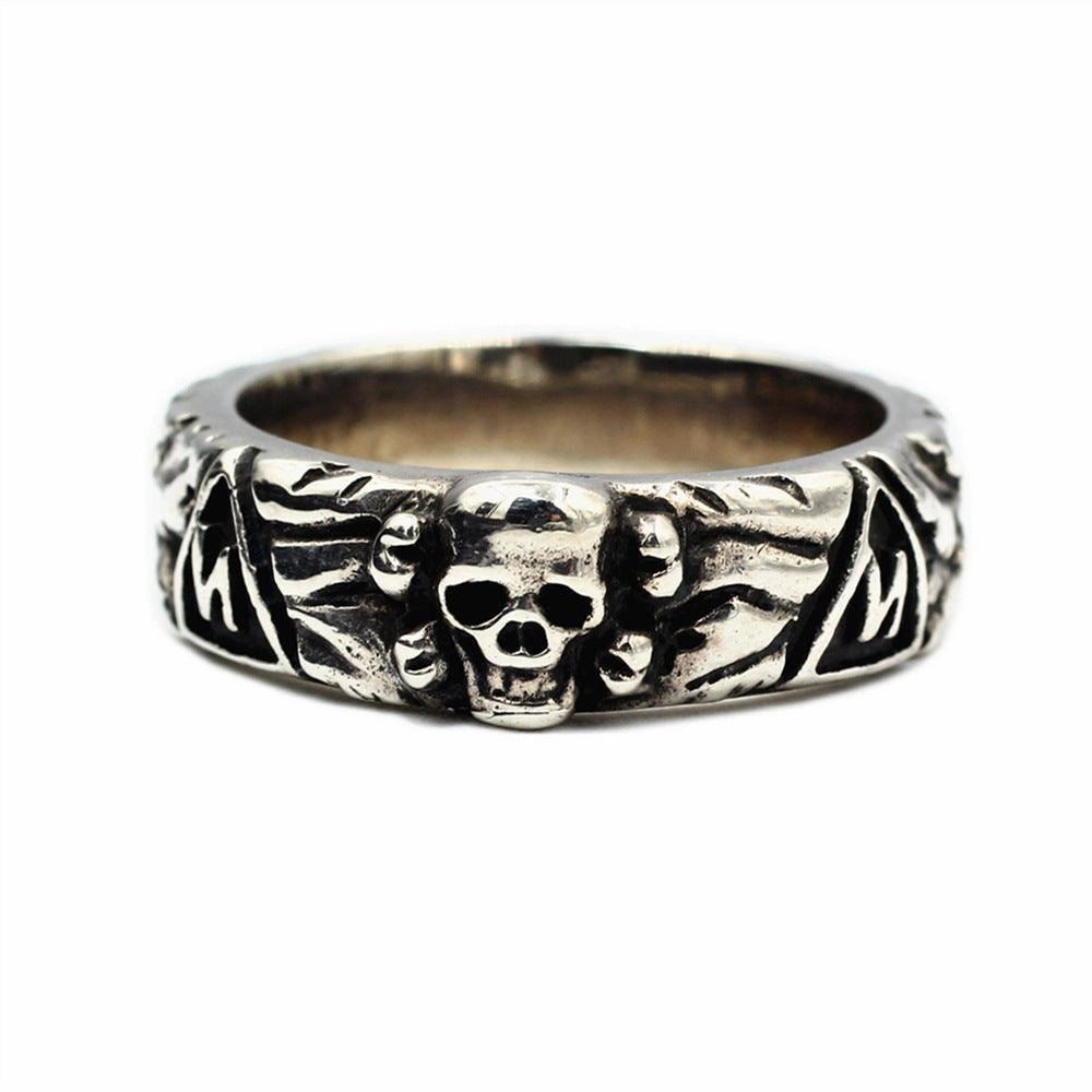 Mens Fashion Simple Sterling Silver Skull Ring
