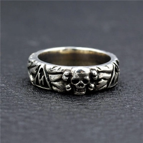 Mens Fashion Simple Sterling Silver Skull Ring 