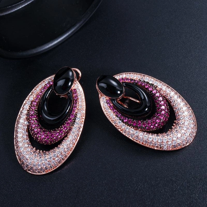 Micro-zircon Inlaid Water Drop Ear Environmental Protection Color